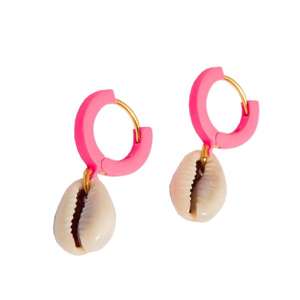 Madewell Cowrie Shell Charm Neon Hoop Earrings